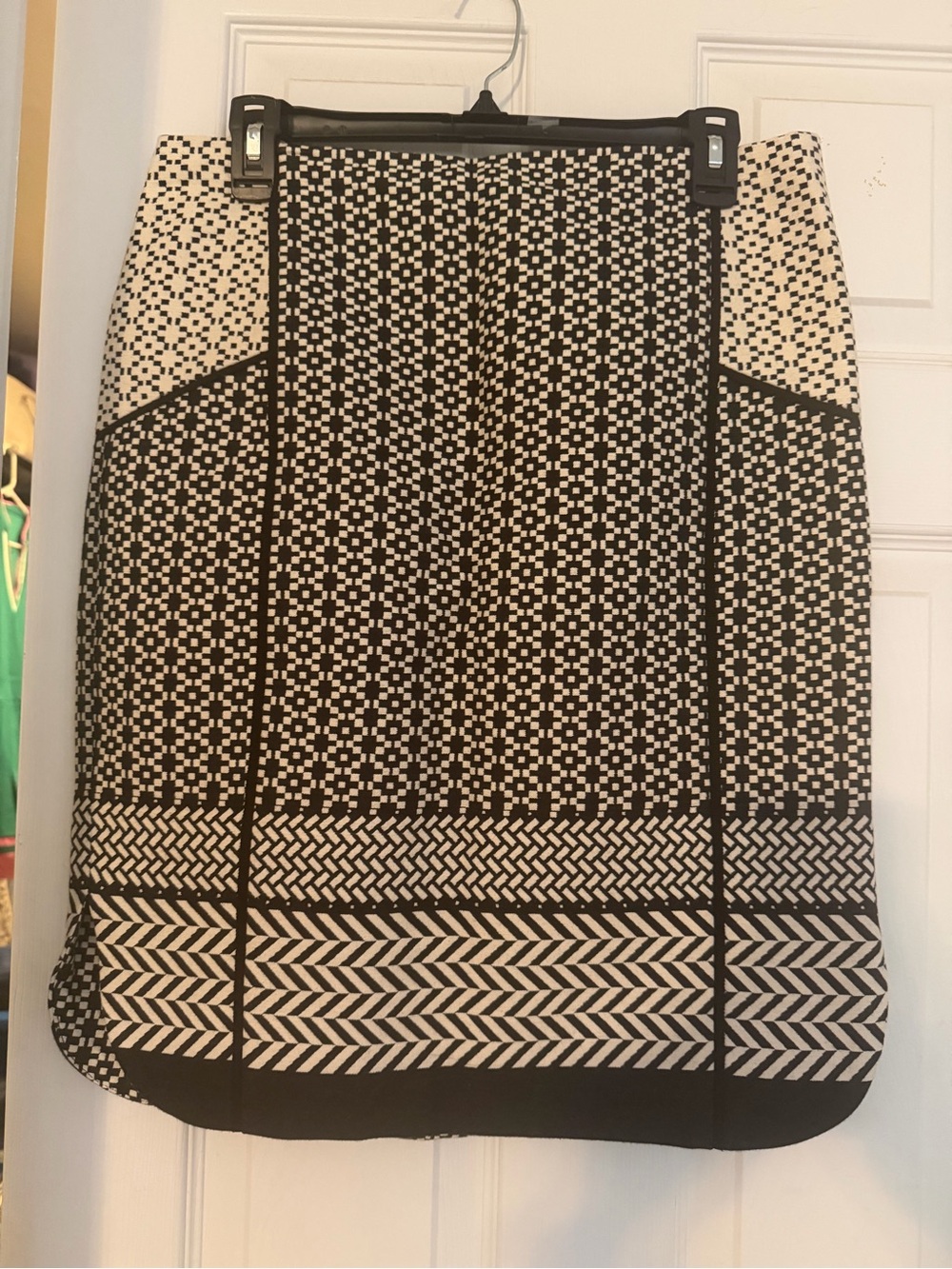 J.Crew Black and White Patterned Pencil Skirt